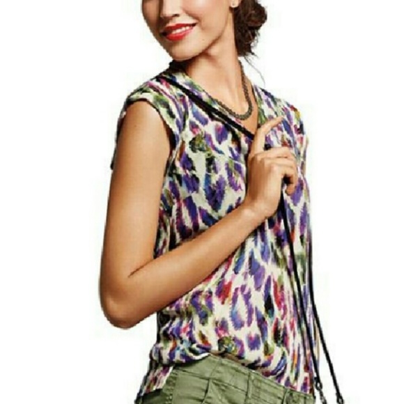 CAbi Tops - CAbi plume tunic top size S multicolor feathers